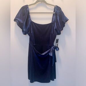 Dark blue velvety cocktail dress